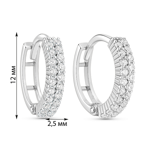 Серьги-кольца из белого золота с фианитами (арт. 110192б) – изображение 2