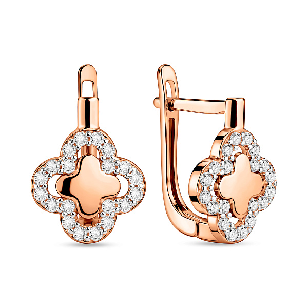 Серьги из красного золота с фианитами (арт. 110592) – изображение 1