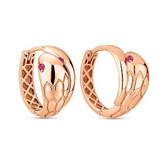 Фото Серьги из красного золота Змея с фианитами (арт. 111450к)