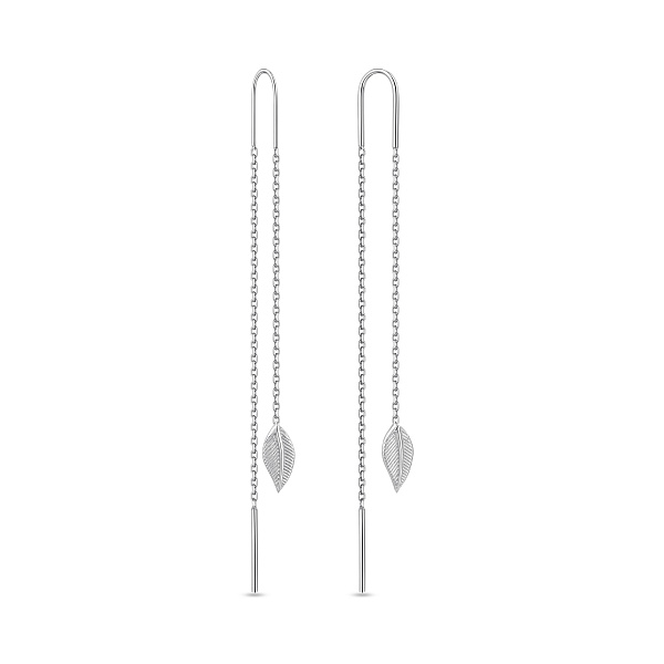 Серебряные серьги-протяжки листочки (арт. 7502/10278) – изображение 1