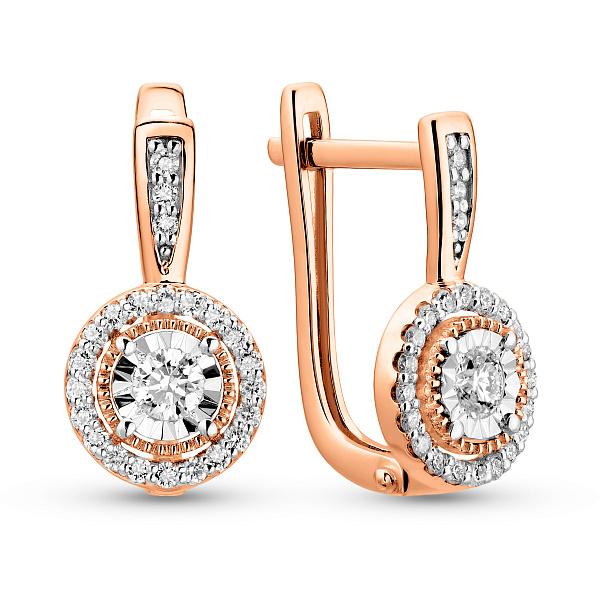 Серьги из красного золота с бриллиантами (арт. С011244030) – изображение 1