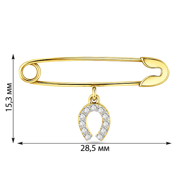 Золотая булавка Подкова с фианитами (арт. 360029ж) – изображение 3