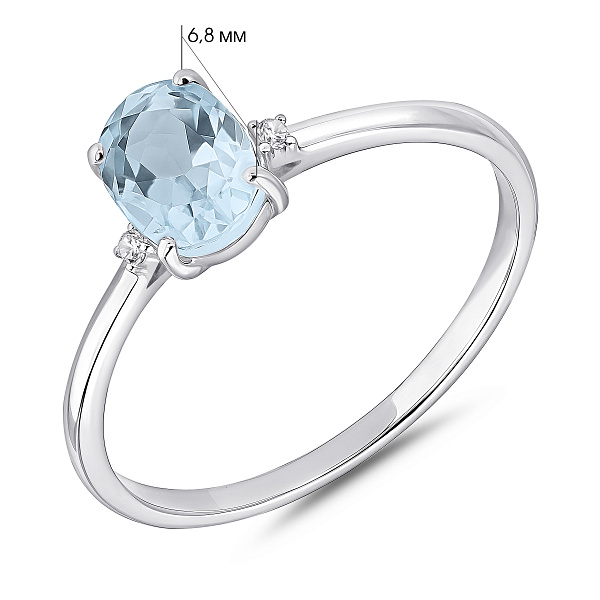 Тонкое серебряное кольцо с топазом (арт. 7501/2188339Пг) – изображение 2
