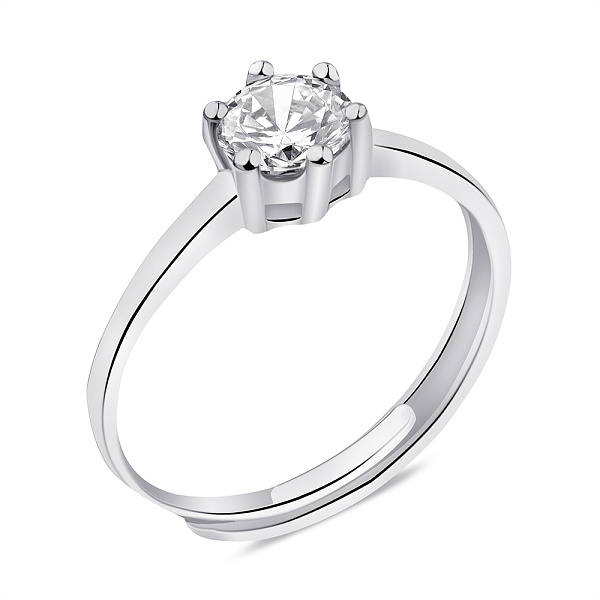 Серебряное безразмерное кольцо с фианитом (арт. 7501/6247/2) – изображение 1