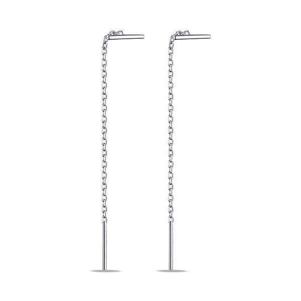 Серебряные серьги-протяжки без камней (арт. 7502/9732) – изображение 1