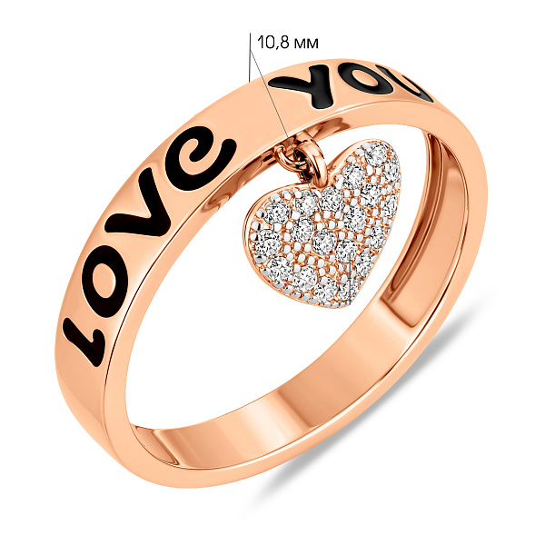 Золотое кольцо Love You с эмалью (арт. 1401077еч) – изображение 4