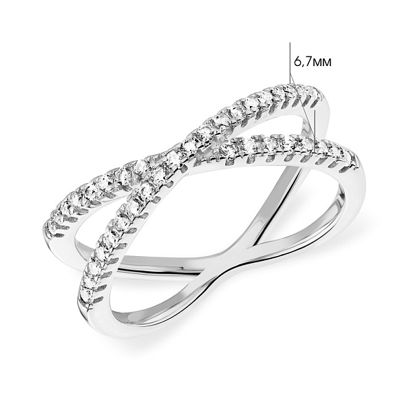 Двойное кольцо Trendy Style из серебра с фианитами (арт. 7501/5619) – изображение 2