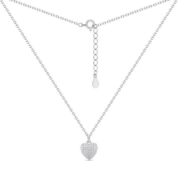Серебряное колье с подвеской сердце с фианитами (арт. 7507/2479) – изображение 2