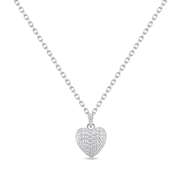 Серебряное колье с подвеской сердце с фианитами (арт. 7507/2479) – изображение 1