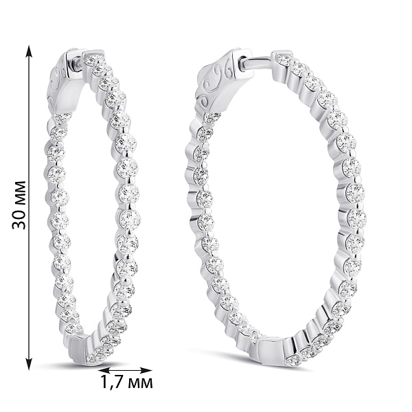Серебряные серьги-конго с дорожкой из фианитов (арт. 7502/4812/30) – изображение 2