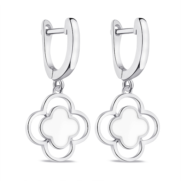 Серьги из серебра с белой эмалью (арт. 7502/4662/15еб) – изображение 1