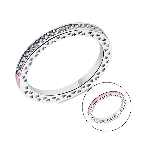 Кольцо из серебра Trendy Style с эмалью и фианитами (арт. 7501/К2ФР/1391-16) – изображение 1
