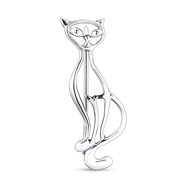 Серебряная брошь Котик без камней (арт. 7505/7102р) – изображение 1