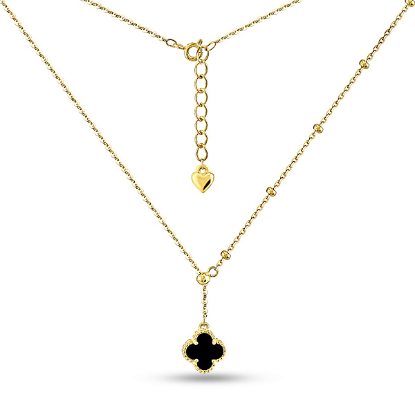 Серебряное колье Клевер с ониксом (арт. 7507/2222/10жо) – изображение 2