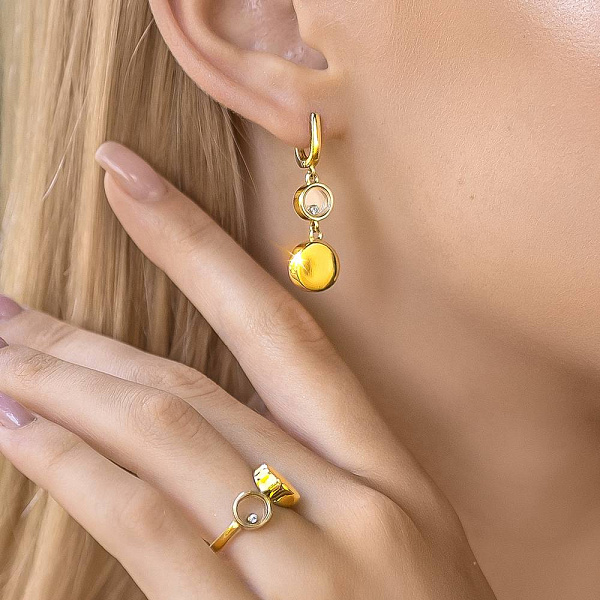Сережки-подвески из золота с фианитами (арт. 106346ж) – изображение 2