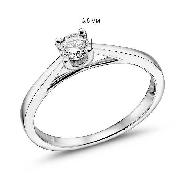 Золотое кольцо с одним бриллиантом (арт. К341428020б) – изображение 4