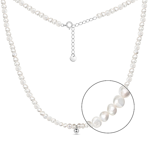 Серебряное колье с жемчугом (арт. 7507/2680жб) – изображение 1