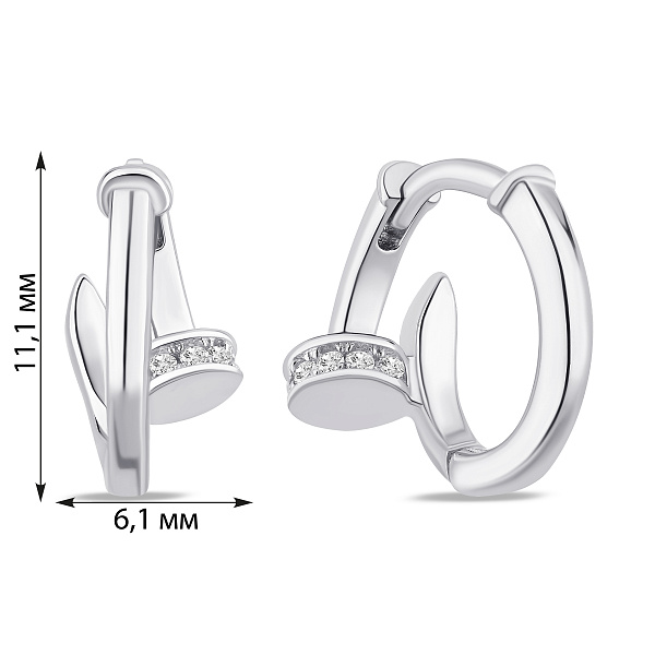 Серебряные серьги-конго Гвоздь (арт. 7502/СК2Ф/1057) – изображение 2