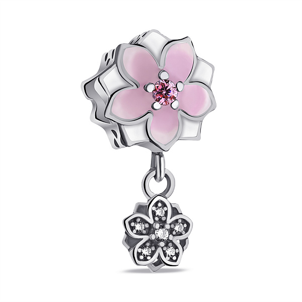 Серебряный шарм Цветы с подвеской (арт. 7903/П5ФБР/7078) – изображение 1