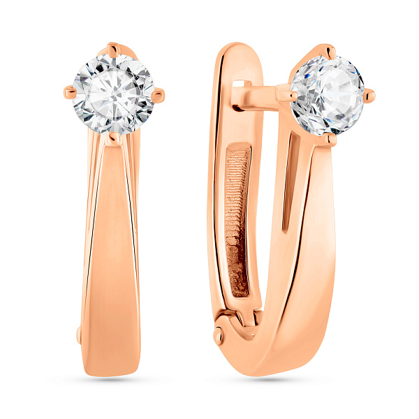 Серьги из красного золота с фианитами (арт. 2109085101) – изображение 1