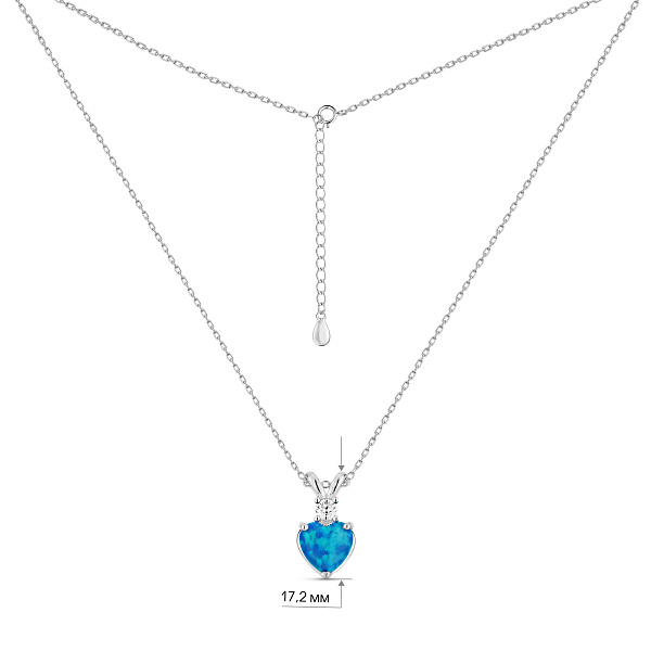 Серебряное колье Сердце с опалом (арт. 7507/2494Пос) – изображение 3