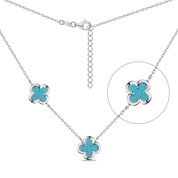 Серебряное колье с бирюзой (арт. 7507/2102/10Б) – изображение 1