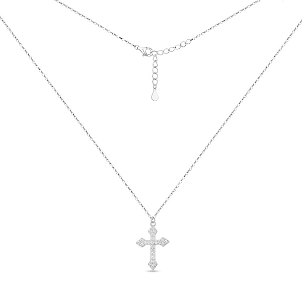 Серебряное колье с подвеской крест с фианитами (арт. 7507/2441) – изображение 2