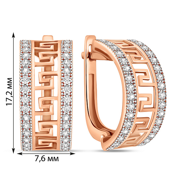 Серьги Олимпия из красного золота с фианитами (арт. 113400) – изображение 6