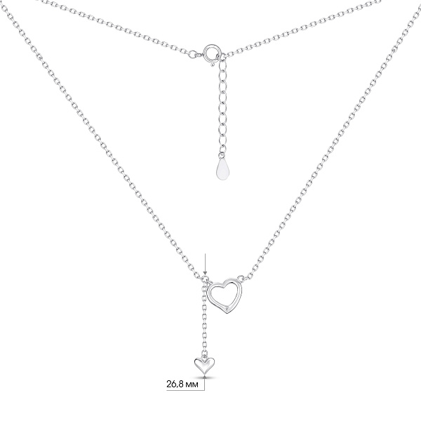 Серебряное колье с подвесками сердечка с фианитом (арт. 7507/2567) – изображение 3