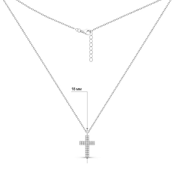 Серебряное колье Крестик с дорожкой из фианитов (арт. 7507/2341) – изображение 3