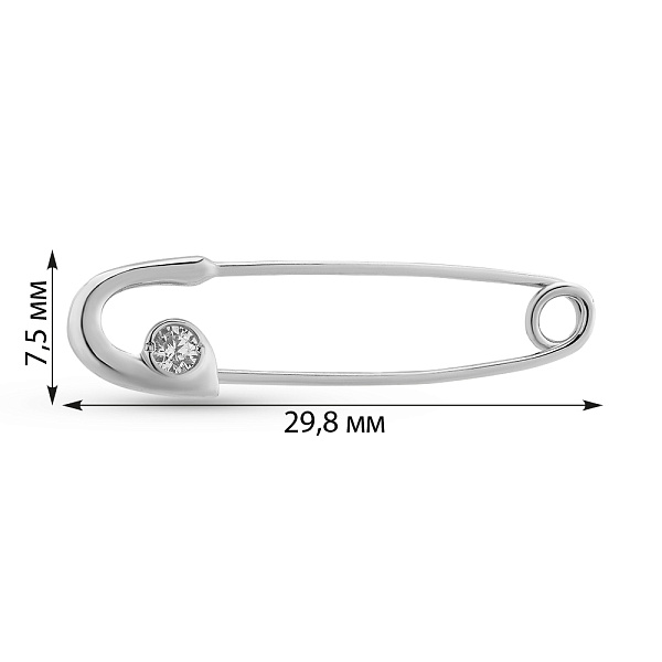 Серебряная булавка с фианитом (арт. 7511/7106-р) – изображение 2