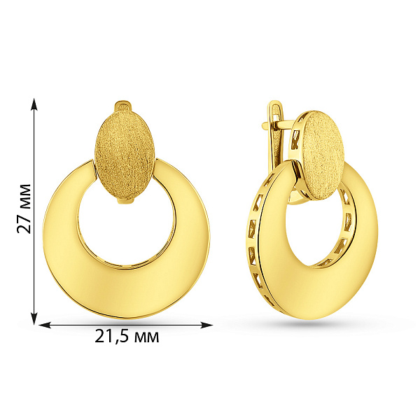 Серьги из желтого золота без камней (арт. 1091821жм) – изображение 4