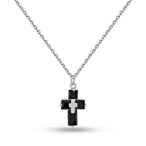 Серебряное колье Крестик с фианитами (арт. 7507/2211ч) – изображение 1