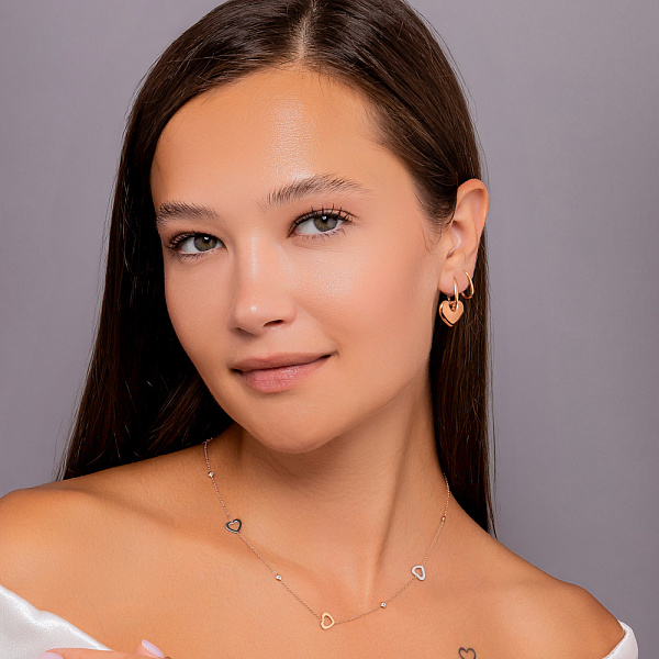 Золотое колье Сердца с фианитами (арт. 352988кб) – изображение 5