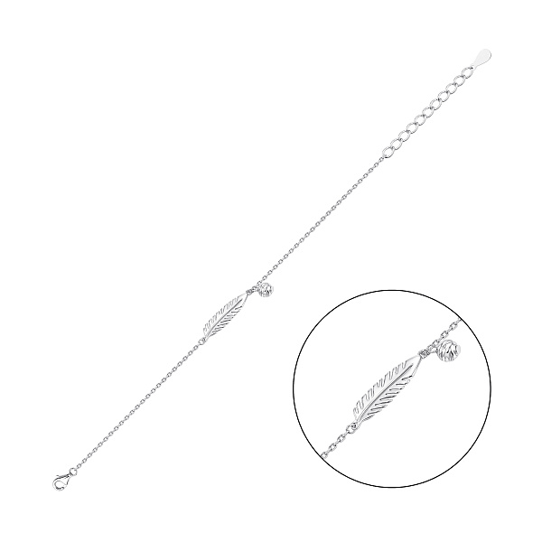 Серебряный браслет с подвеской перо (арт. 7509/5564) – изображение 1
