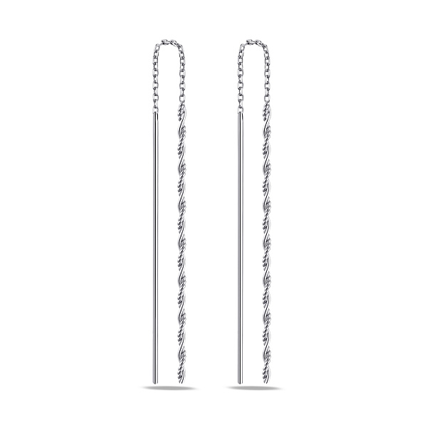 Переплетенные серьги-протяжки из серебра (арт. 7502/4767) – изображение 1