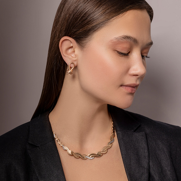 Серьги из красного золота без камней (арт. 1092084м) – изображение 3