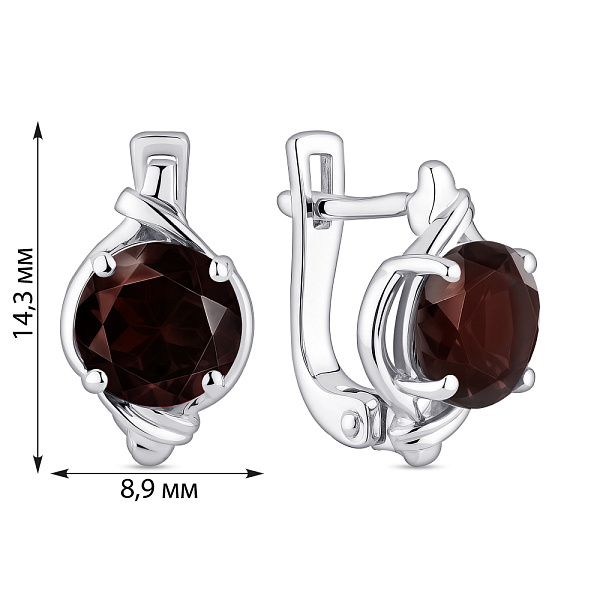 Серебряные серьги с гранатом (арт. 7502/2193739Г) – изображение 2