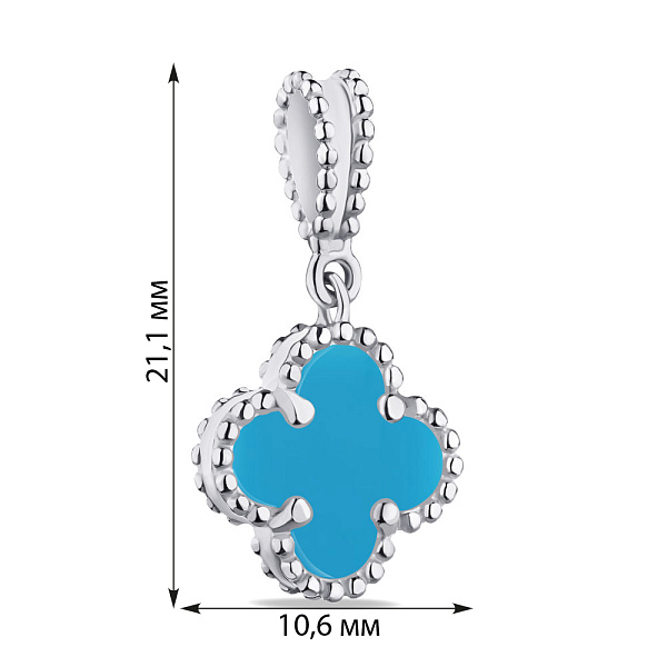 Серебряный подвес Клевер с бирюзой (арт. 7503/3576/10Б) – изображение 2