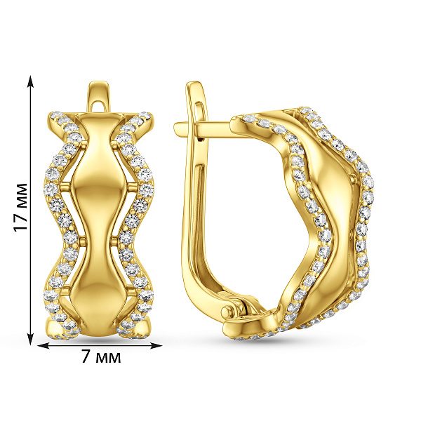 Сережки из желтого золота с фианитами (арт. 115000ж) – изображение 4