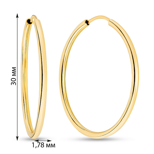 Серьги-конго из желтого золота (арт. 100023/30ж) – изображение 3