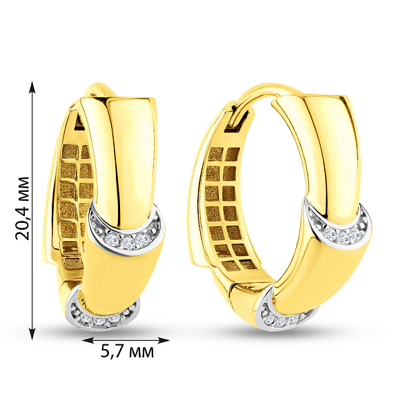 Серьги-кольцо из желтого золота с фианитами (арт. 1091303/20ж) – изображение 5