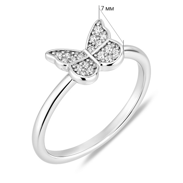 Серебряное кольцо бабочка с фианитами (арт. 7501/8695) – изображение 2