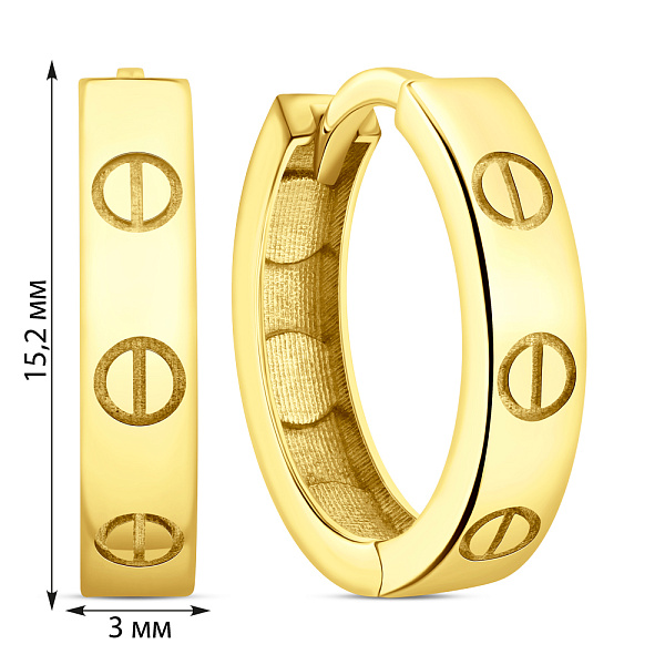 Серьги-кольца из желтого золота (арт. 106245/15ж) – изображение 5