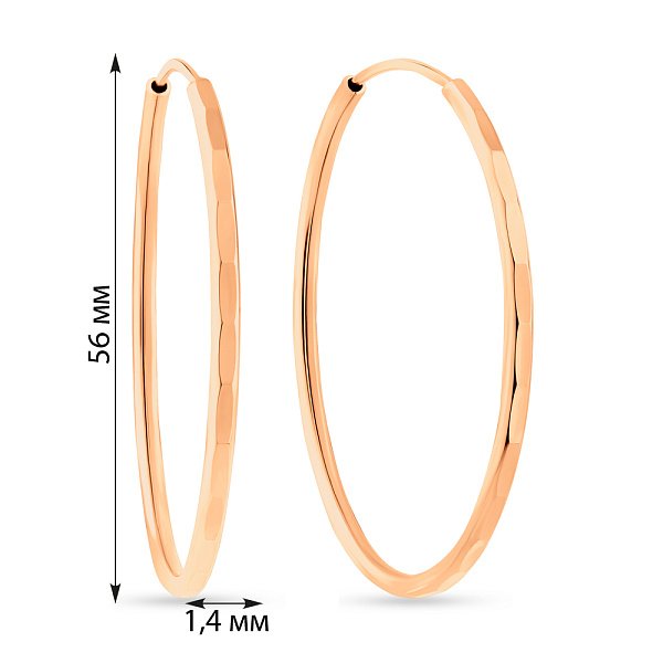Серьги-кольца из красного золота с алмазной гранью (арт. 121902/55) – изображение 4
