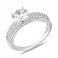Серебряное двойное кольцо с фианитами и крупным камнем (арт. 7501/8527) – изображение 2