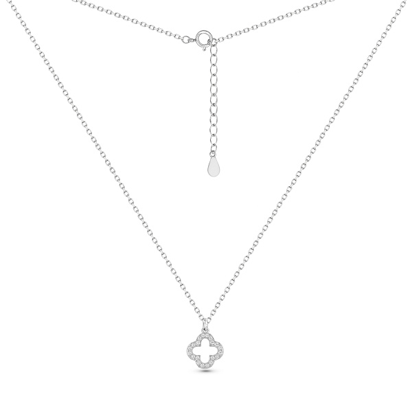 Серебряное колье с подвеской клевер с фианитами (арт. 7507/2391/9) – изображение 2