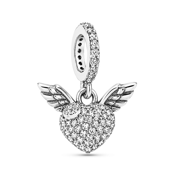 Серебряный шарм сердце с фианитами (арт. 7903/4503) – изображение 1