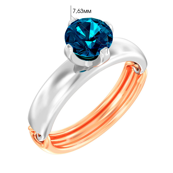 Золотое кольцо с топазом Blue Ocean (арт. 140558Пл) – изображение 3