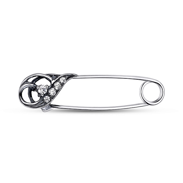 Серебряная булавка с фианитами (арт. 7911/7057-42-ч) – изображение 1